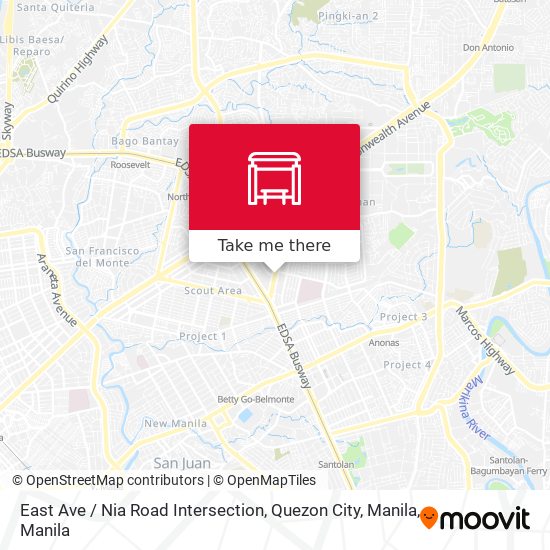 East Ave / Nia Road Intersection, Quezon City, Manila map