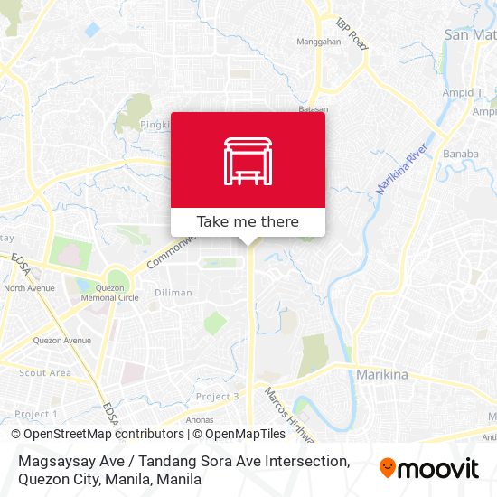 Magsaysay Ave / Tandang Sora Ave Intersection, Quezon City, Manila map