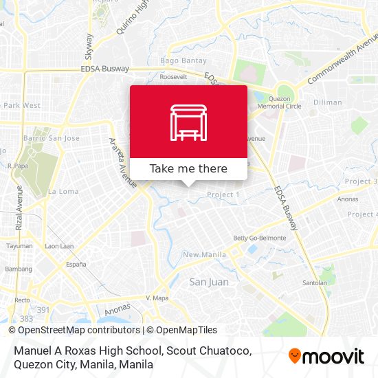 Manuel A Roxas High School, Scout Chuatoco, Quezon City, Manila map