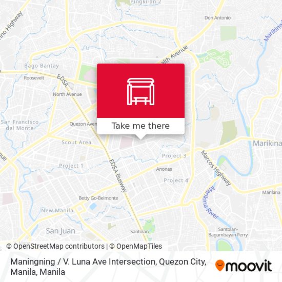 Maningning / V. Luna Ave Intersection, Quezon City, Manila map