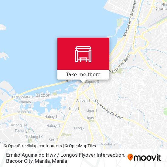 Emilio Aguinaldo Hwy / Longos Flyover Intersection, Bacoor City, Manila map