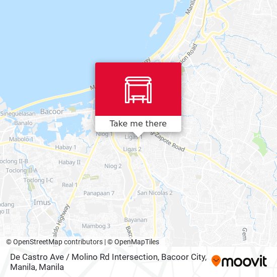 De Castro Ave / Molino Rd Intersection, Bacoor City, Manila map