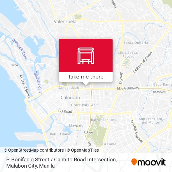 P. Bonifacio Street / Caimito Road Intersection,  Malabon City map