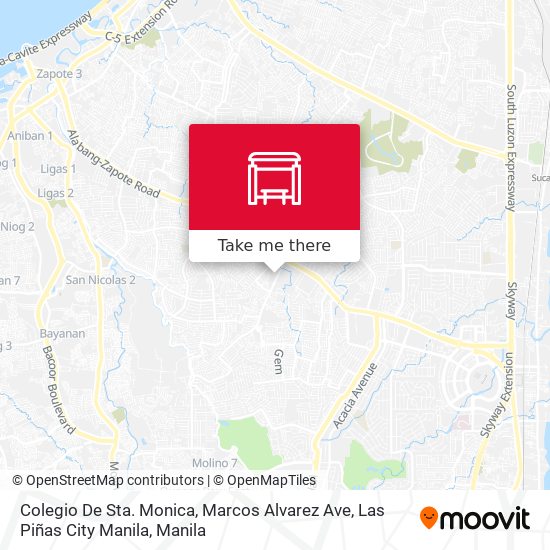 Colegio De Sta. Monica, Marcos Alvarez Ave, Las Piñas City Manila map