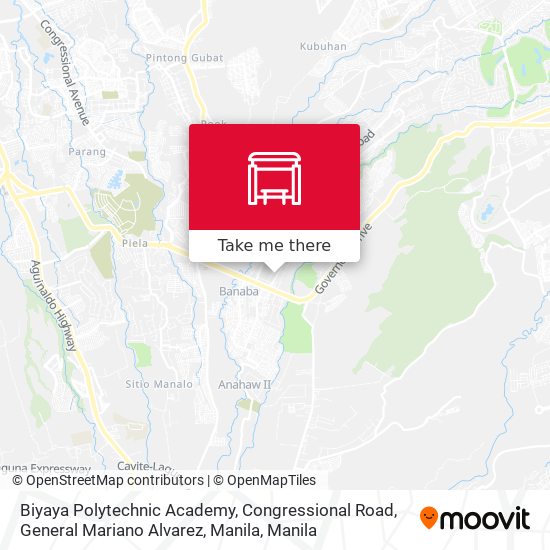 Biyaya Polytechnic Academy, Congressional Road, General Mariano Alvarez, Manila map
