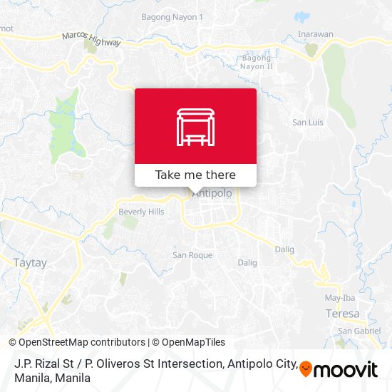 J.P. Rizal St / P. Oliveros St Intersection, Antipolo City, Manila map