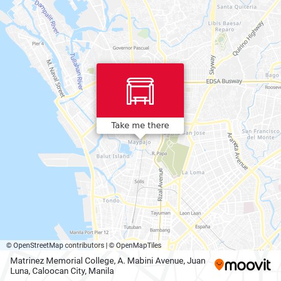 Matrinez Memorial College, A. Mabini Avenue, Juan Luna, Caloocan City map