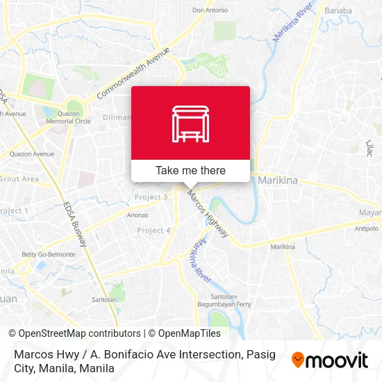 Marcos Hwy / A. Bonifacio Ave Intersection, Pasig City, Manila map