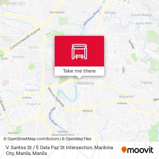 V. Santos St / E Dela Paz St Intersection, Marikina City, Manila map