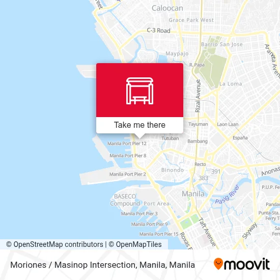 Moriones / Masinop Intersection, Manila map