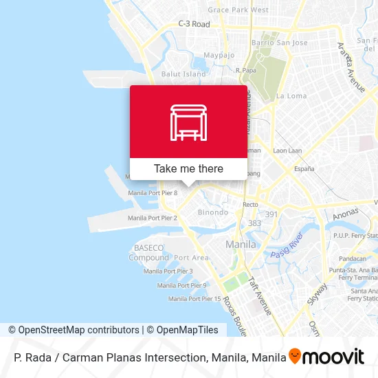 P. Rada / Carman Planas Intersection, Manila map