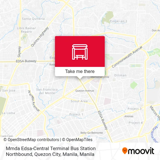 Mmda Edsa-Central Terminal Bus Station Northbound, Quezon City, Manila map