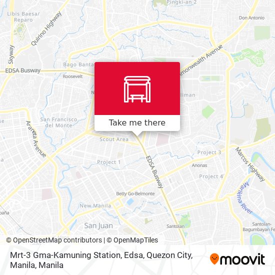Mrt-3 Gma-Kamuning Station, Edsa, Quezon City, Manila map