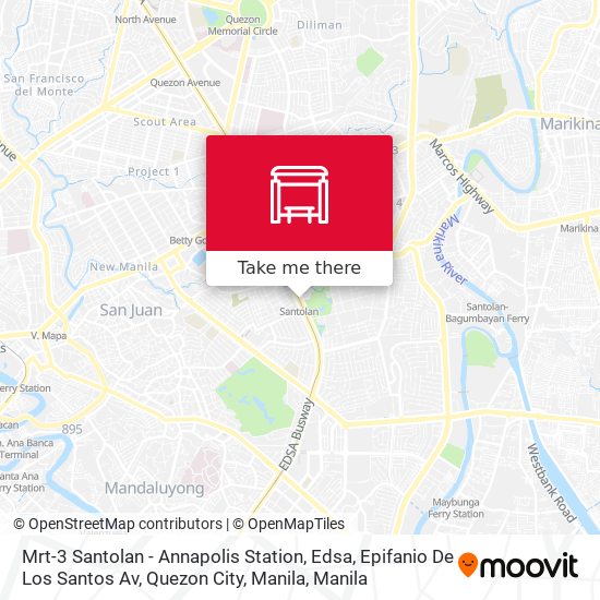 Mrt-3 Santolan - Annapolis Station, Edsa, Epifanio De Los Santos Av, Quezon City, Manila map