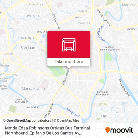 Mmda Edsa-Robinsons Ortigas Bus Terminal Northbound, Epifanio De Los Santos Av, Mandaluyong City, MA map