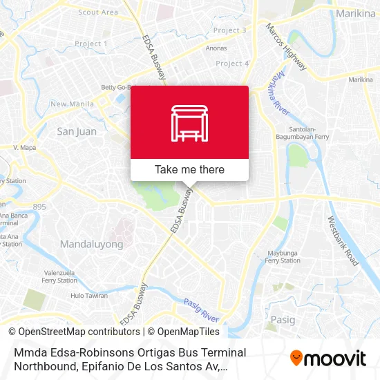 Mmda Edsa-Robinsons Ortigas Bus Terminal Northbound, Epifanio De Los Santos Av, Mandaluyong City, MA map