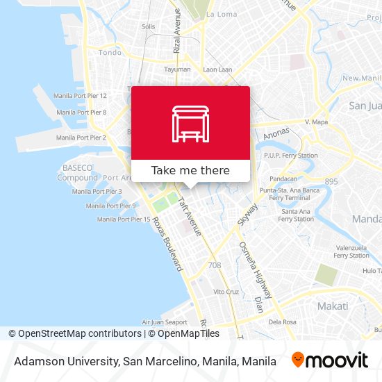 Adamson University, San Marcelino, Manila map