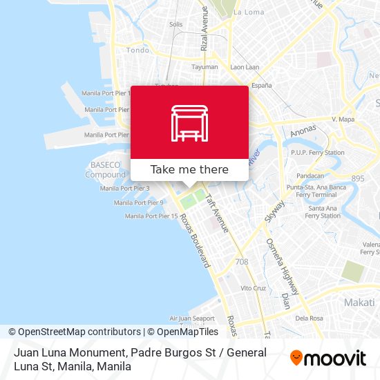 Juan Luna Monument, Padre Burgos St / General Luna St, Manila map