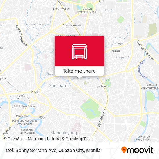 Col. Bonny Serrano Ave, Quezon City map