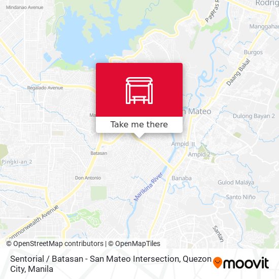 Sentorial / Batasan - San Mateo Intersection, Quezon City map