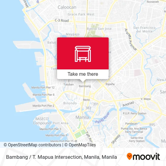Bambang / T. Mapua Intersection, Manila map