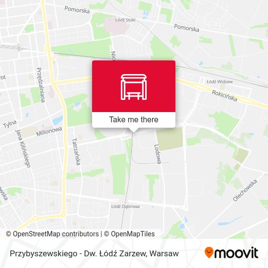 Przybyszewskiego - Dw. Łódź Zarzew map