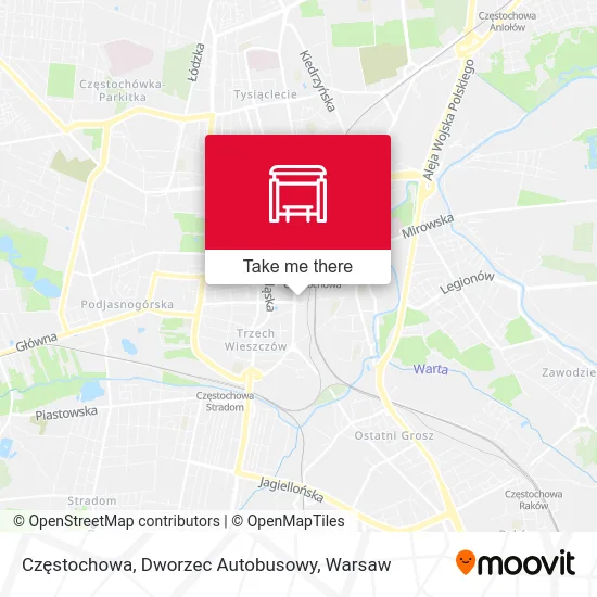 Карта Częstochowa, Dworzec Autobusowy