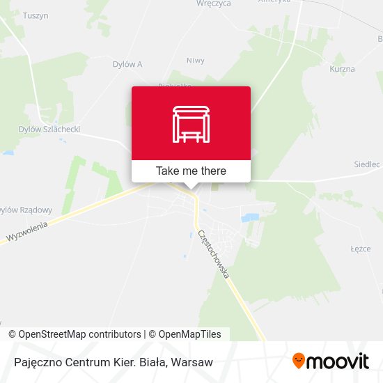 Pajęczno Centrum Kier. Biała map