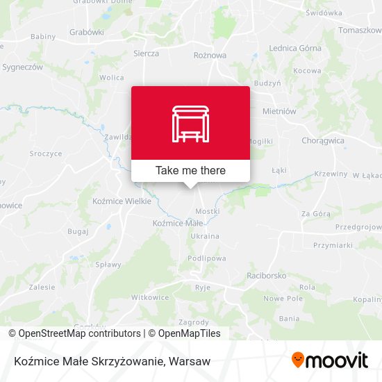 Koźmice Małe Skrzyżowanie map