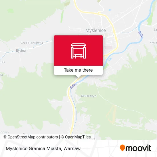 Карта Myślenice Granica Miasta