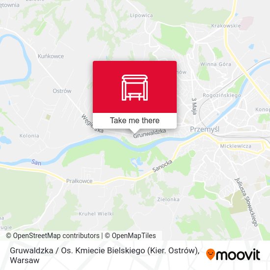 Gruwaldzka / Os. Kmiecie Bielskiego (Kier. Ostrów) map