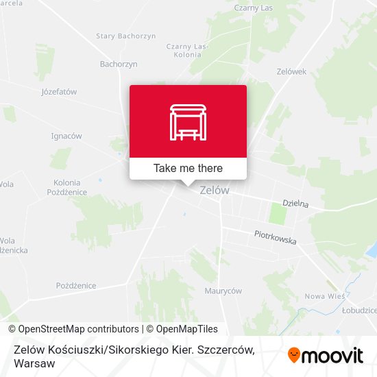 Zelów Kościuszki / Sikorskiego Kier. Szczerców map