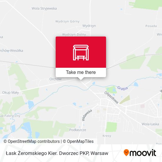 Łask Żeromskiego Kier. Dworzec PKP map