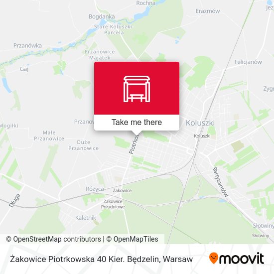 Карта Żakowice Piotrkowska 40 Kier. Będzelin