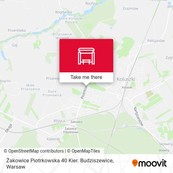 Żakowice Piotrkowska 40 Kier. Budziszewice map