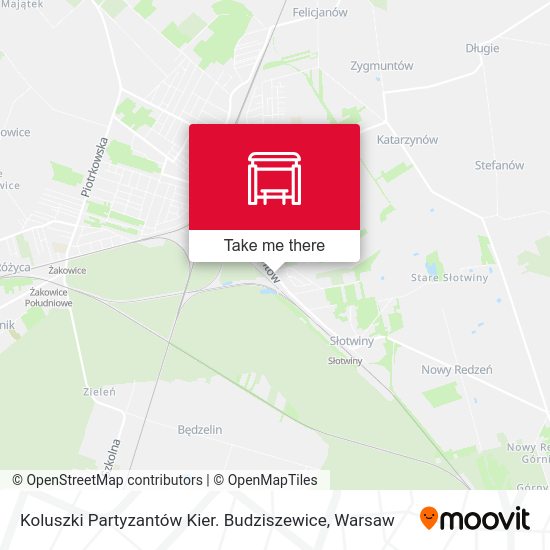 Карта Koluszki Partyzantów Kier. Budziszewice