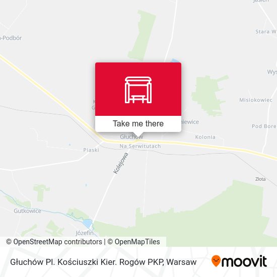 Карта Głuchów Pl. Kościuszki Kier. Rogów PKP