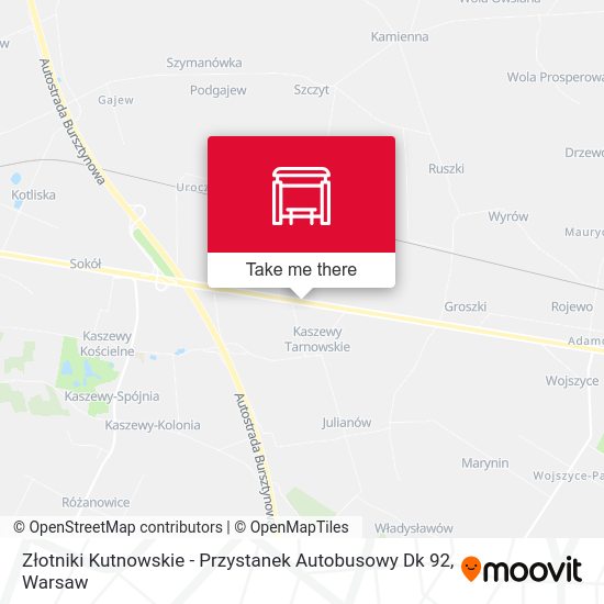 Złotniki Kutnowskie - Przystanek Autobusowy Dk 92 map