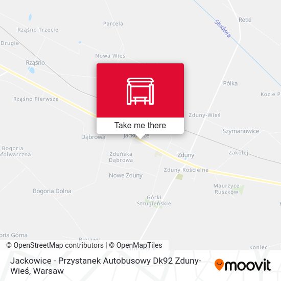 Jackowice - Przystanek Autobusowy Dk92 Zduny-Wieś map