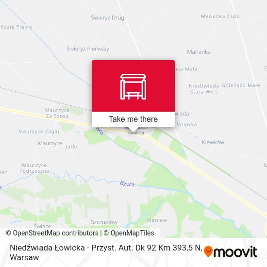 Niedźwiada Łowicka - Przyst. Aut. Dk 92 Km 393,5 N map