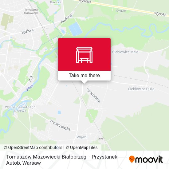 Карта Tomaszów Mazowiecki Białobrzegi - Przystanek Autob