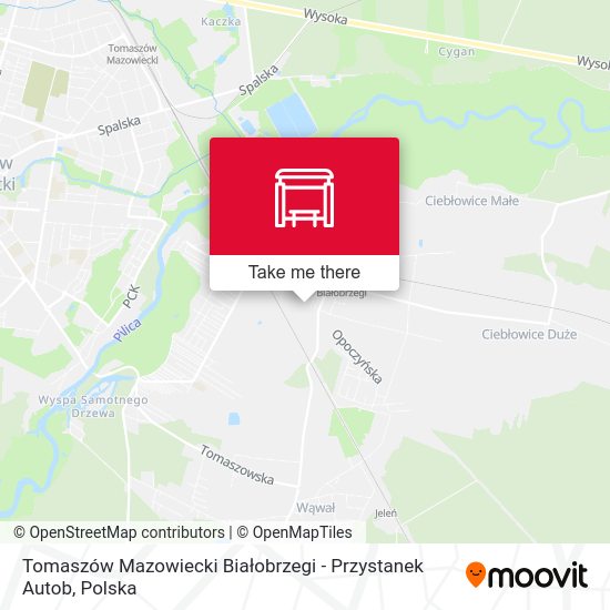 Карта Tomaszów Mazowiecki Białobrzegi - Przystanek Autob