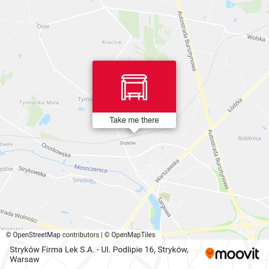 Карта Stryków Firma Lek S.A. - Ul. Podlipie 16,  Stryków