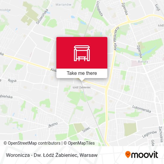 Woronicza - Dw. Łódź Żabieniec map