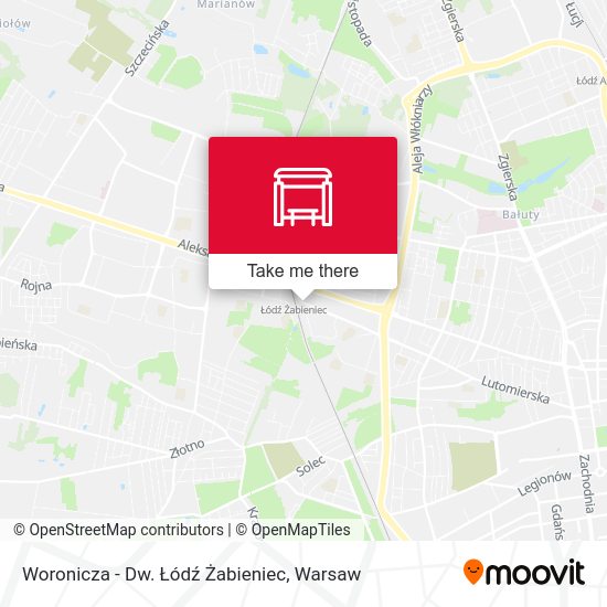 Woronicza - Dw. Łódź Żabieniec map