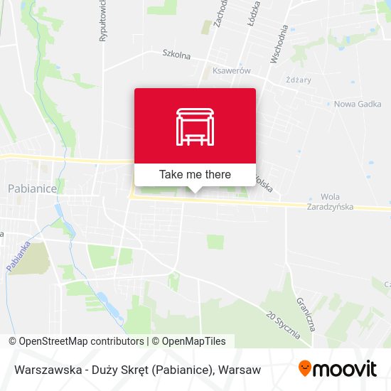 Warszawska - Duży Skręt (Pabianice) map