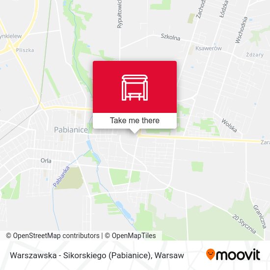 Warszawska - Sikorskiego (Pabianice) map