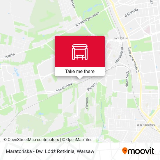 Maratońska - Dw. Łódź Retkinia map