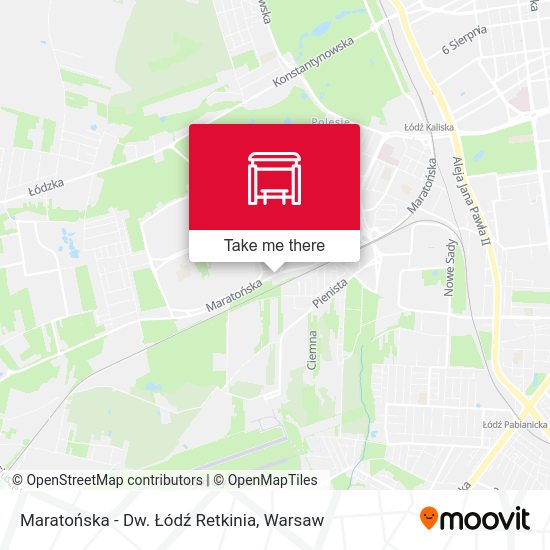 Maratońska - Dw. Łódź Retkinia map