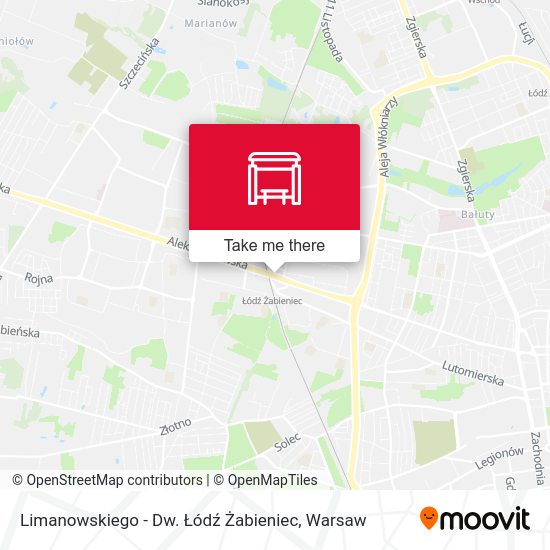 Карта Limanowskiego - Dw. Łódź Żabieniec